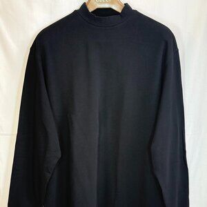 Bobby Jones Players Men's Mock Neck 100% Cotton Long Sleeve Shirt - Black - XL